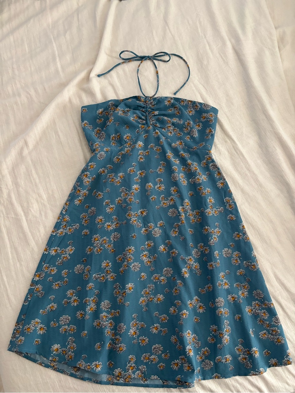 Final Touch Teal Floral Halter Mini Dress
